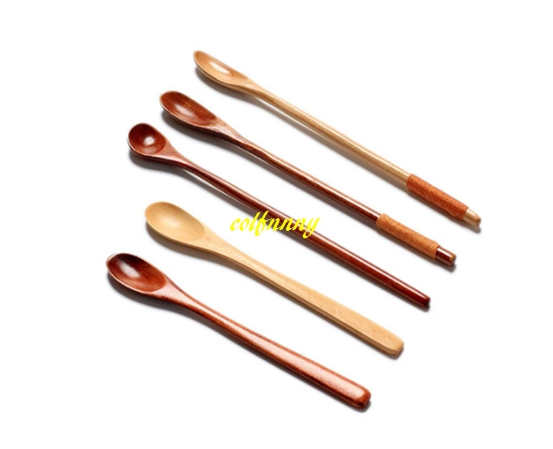 100pcs/lot 16.5cm 20cm Longth Natual Wooden Spoon  coffee Tea Wood Stirrer Spoons Bar tools