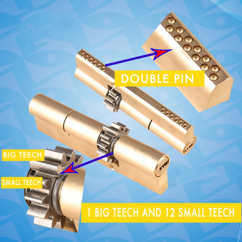 Door Lock 100 105 110 120mm Cylinder 13 Teeth Gear For Gate Home Decoration Security Door Wooden Interior Case Hardware AB keys