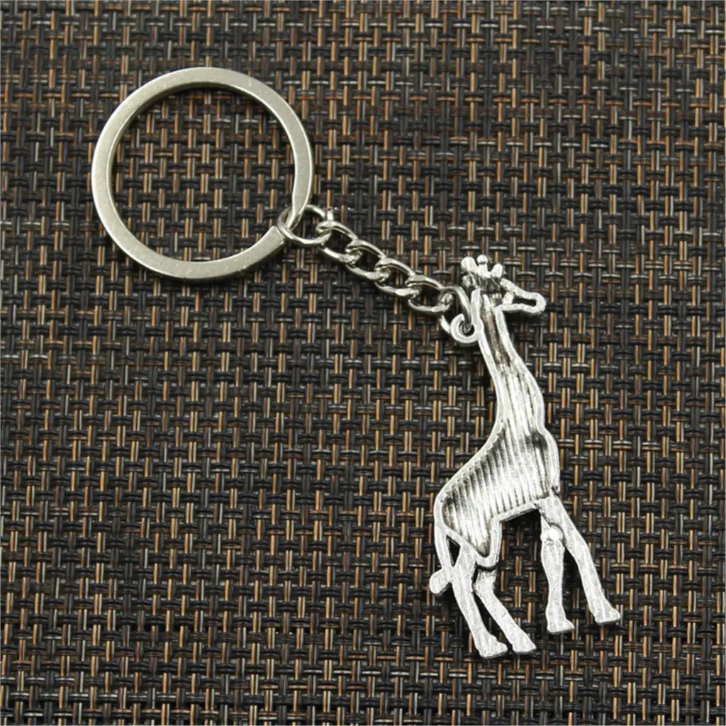 Fashion Keychain 53x23mm Giraffe Deer Pendants DIY Men Jewelry Car Key Chain Ring Holder Souvenir For Gift