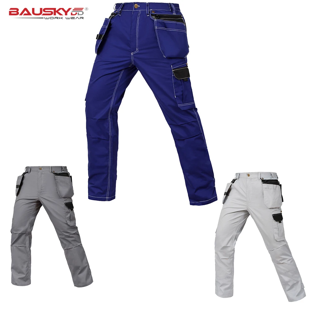 Working Pants Summer Thin Style Multi-pockets Work Trousers Plus Size Wear-resistance Factory Worker Mechanic Cargo Pants 3color