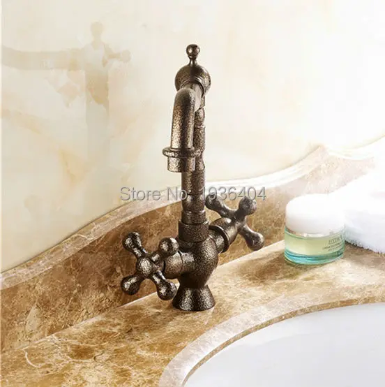 New Design Basin Faucet Dual Handle Bronze Finished Copper Deck Mount Mixer Taps RB1011