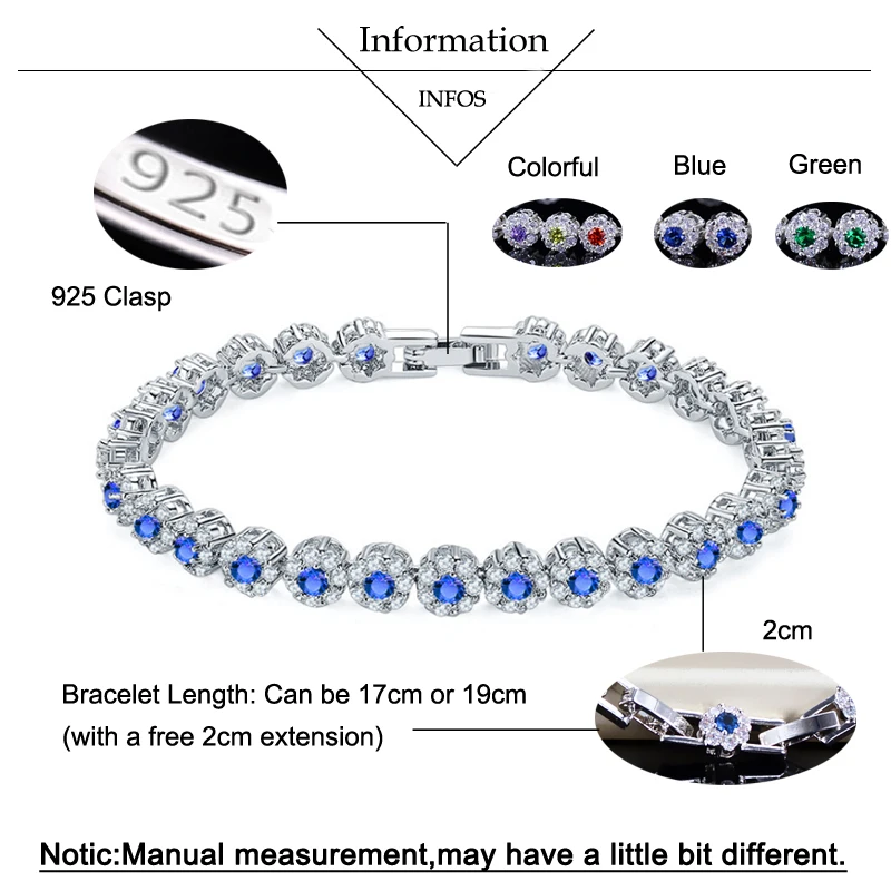 BeaQueen Lovely Colorful Flower Crystal White Gold Color Jewelry Micro Paved Cubic Zirconia Stone Cute Bracelets for Ladies B099