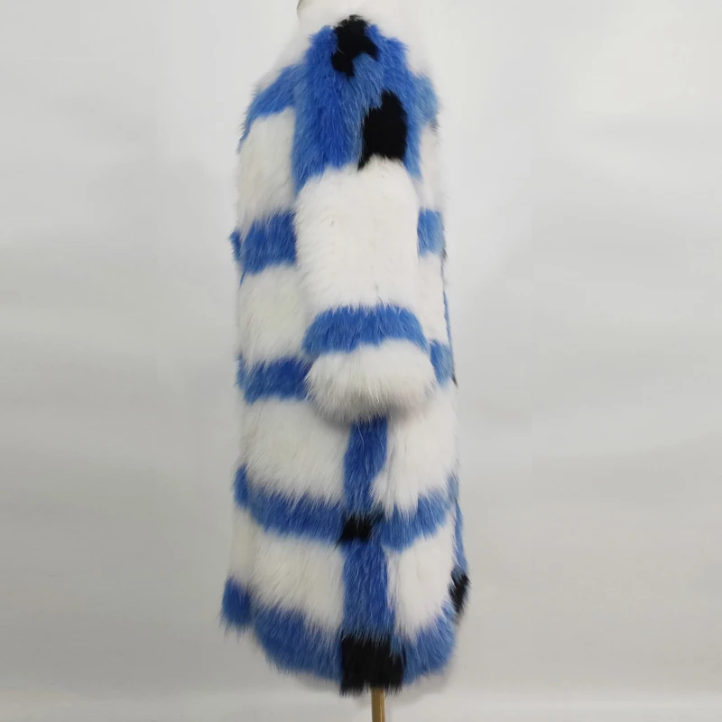 The latest fashion warm soft natural fox fur coat long fox fur woven printed leather coat women's winter coat leather fur coat