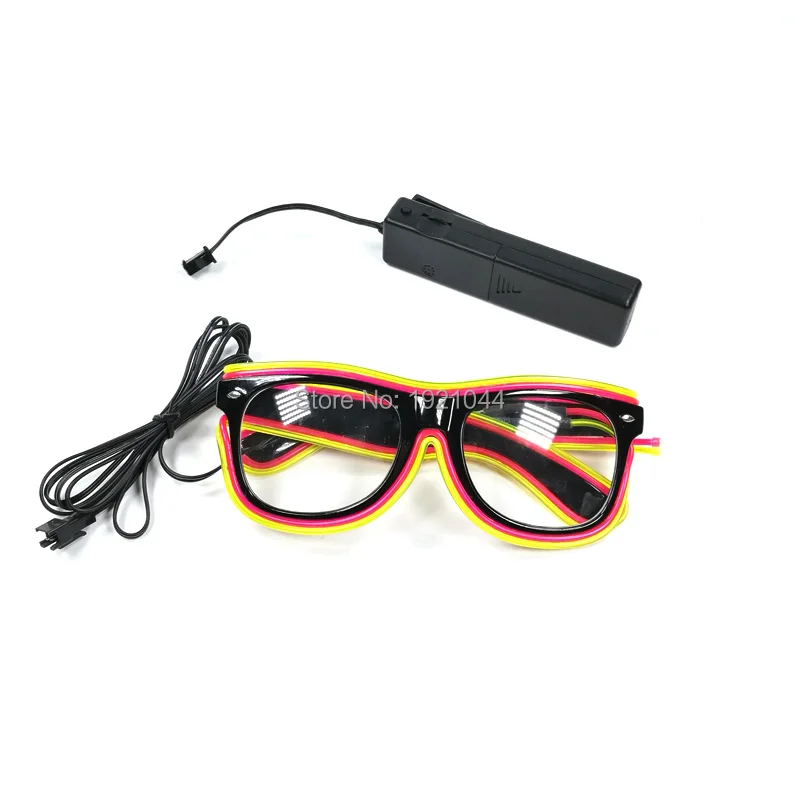 Double Color LED Strip Light Glasses, EL Wire Glasses, Sound Activated Inverter, Party Favors, Cheap, 1Piece