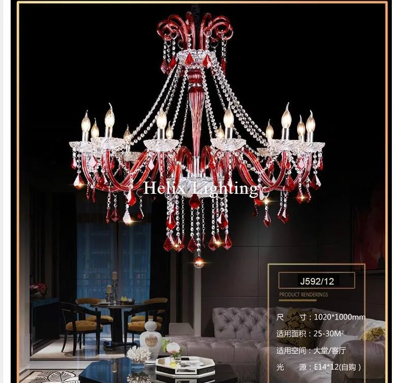 

European Clear Red Crystal Chandelier Chandelier lustres de cristal Decoration Modern Clear Crystal AC Chandelier Home Lighting