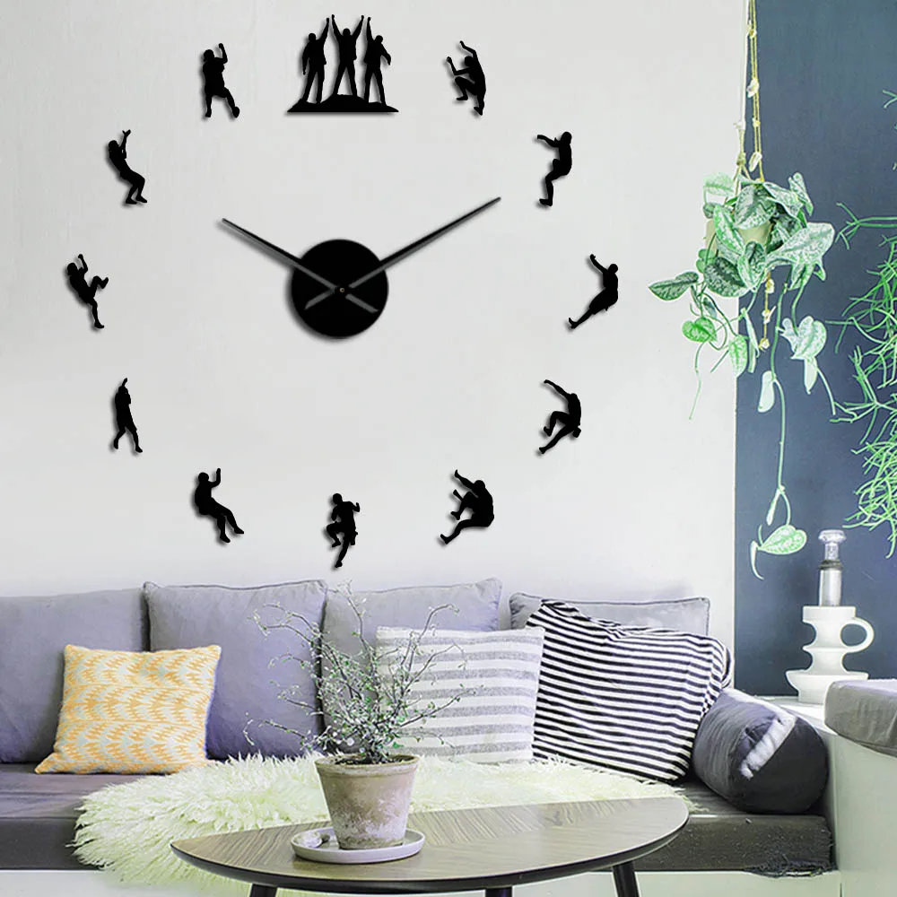 Climbers 3D DIY Wall Time Clock Frameless Mute Large Watch Apartment Decorations Mirror Wall Stickers Climbing Lovers Gift