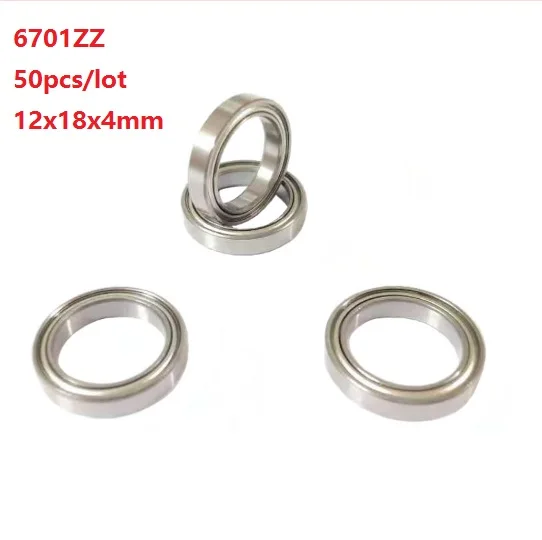 

50pcs/lot 6701ZZ 6701 ZZ 6701Z 12x18x4mm Thin Section Double metal Shielded Deep Groove Ball Bearing 12*18*4mm