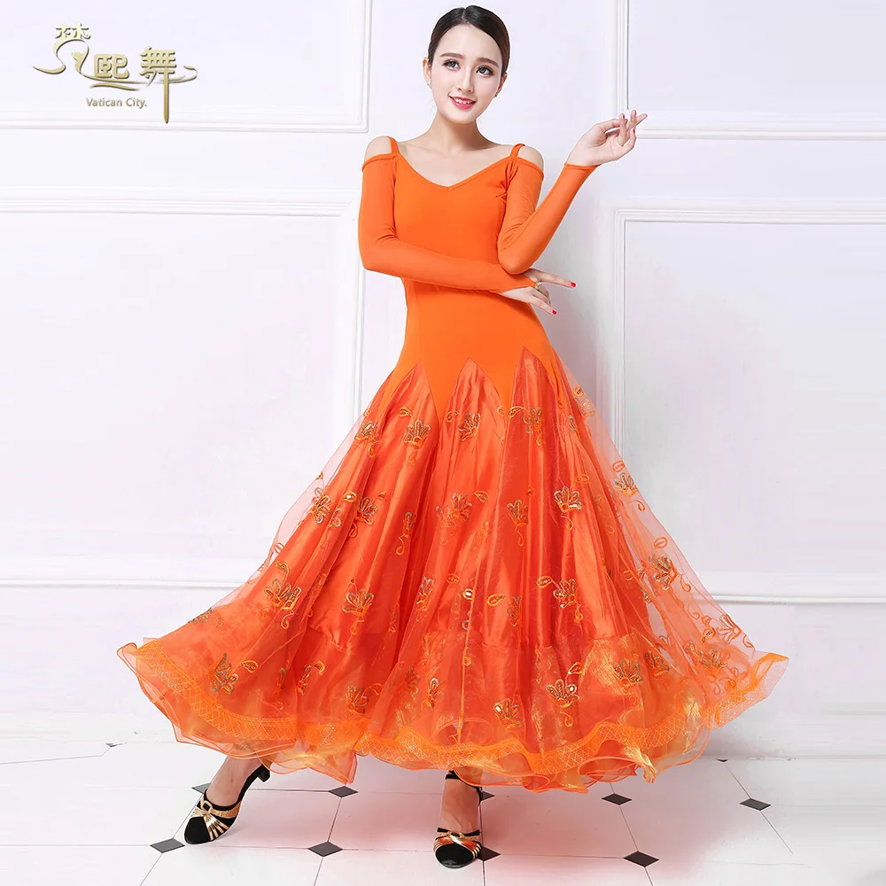 Lady Customized Ballroom Dance Dress Girls Dancing Competition Dress Women Tango Flamenco Suit Waltz Dancing Customes D-0370