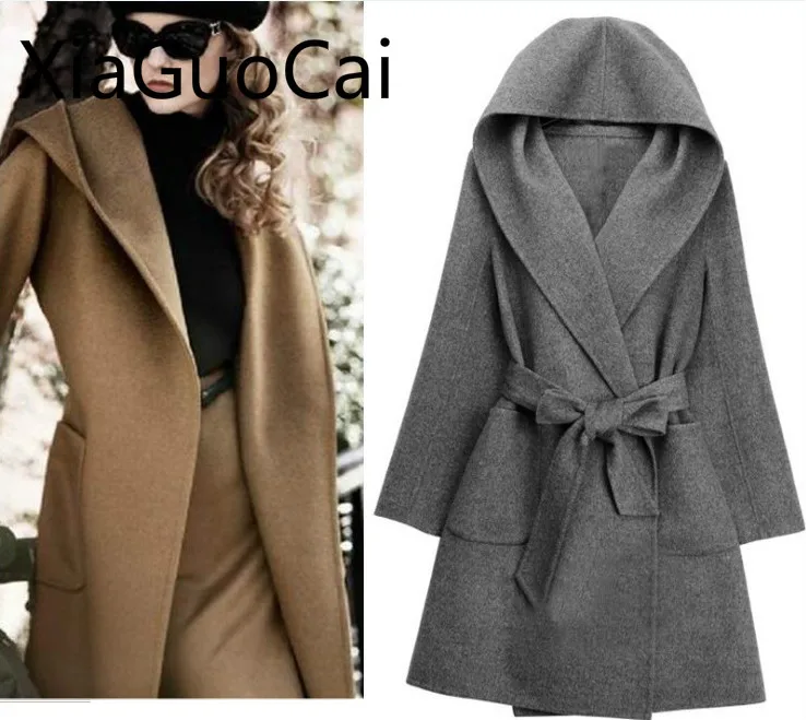 Echt Fotos Neue Mode Frauen Graben Kamel Mujer Belted Herbst und Winter Famale Mäntel Lange Trenchcoats Drop Verschiffen W1 35