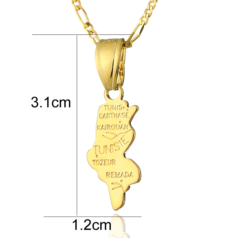 Ethlyn Tunisia Map pendant & necklace for women & men Gold Color Tunisia map fashion birthday /anniversary gift P25