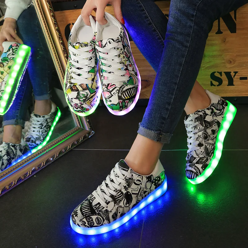 7ipupas 27-44 led świecące buty ze światłem, Unisex symulacji podeszwa superstar trampki z diodami led chłopiec, dziewczyna świecące tenisówki