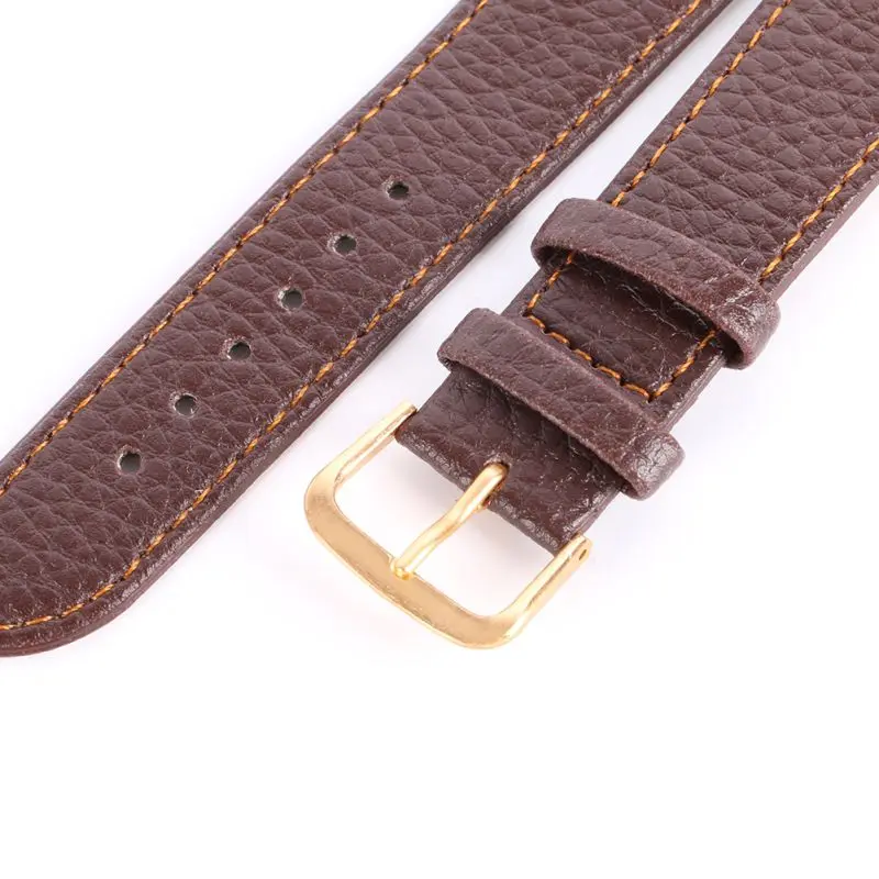 Newest Fashion Black Brown High Quality Watchband Soft Litchi Stripe PU Leather Watches Strap Pin Buckle 12-22mm