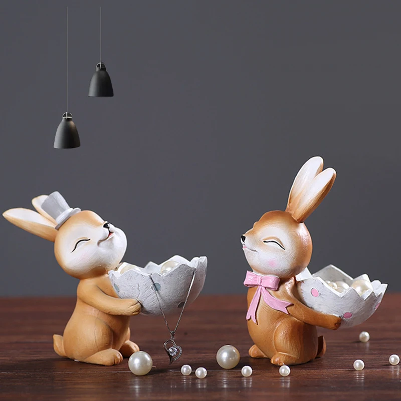 

Lovers Mocha rabbi tHome decor crafts resin Animals Figurinesdesk decoration halloween resin Originality home decoration