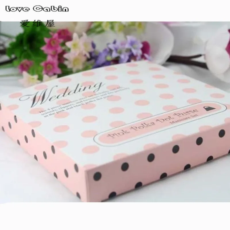 Pink Polka Dot Purse Manicure Set  favor bridal shower favors wedding favors and gifts for guest 64pcs=16box/LOT