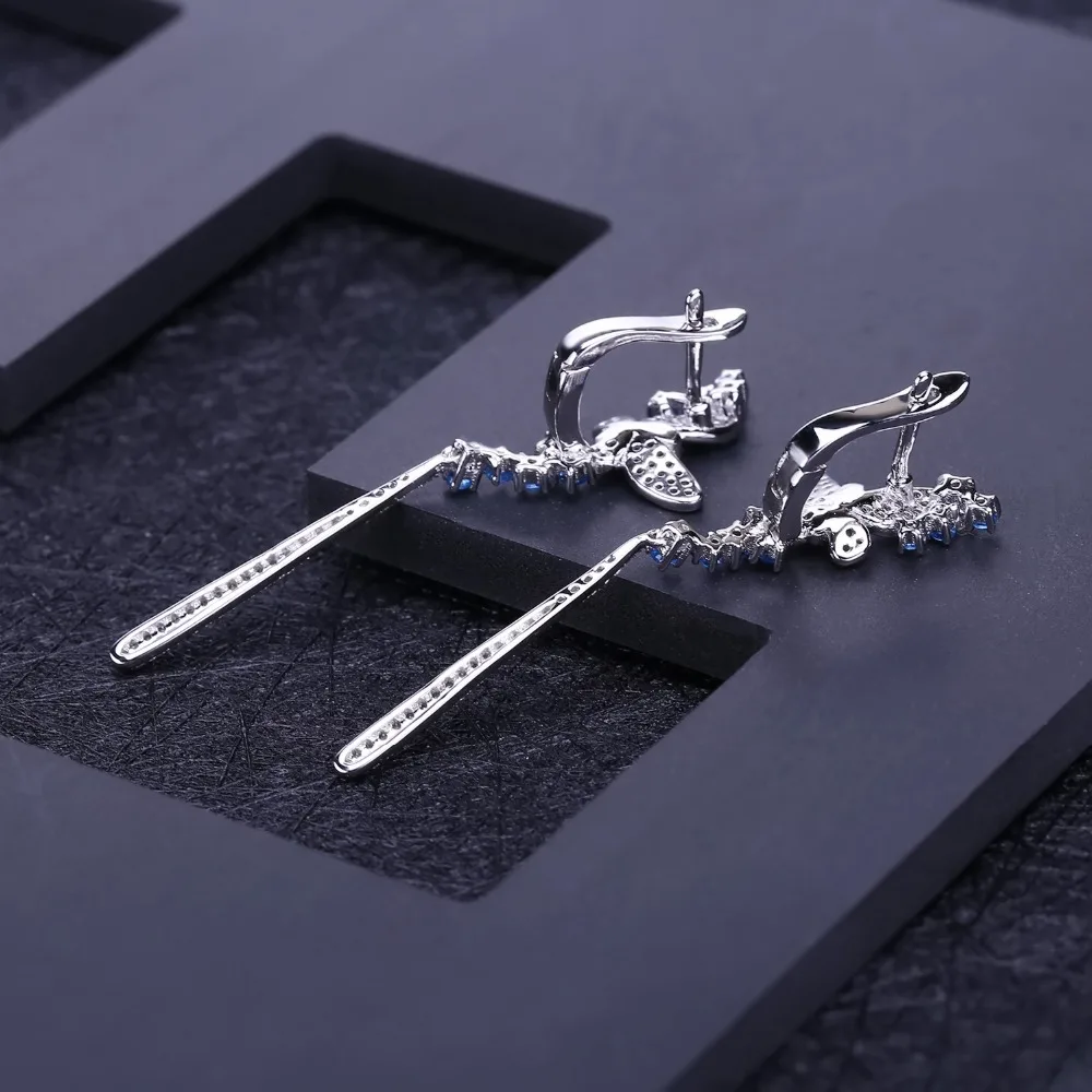 GEM\'S BALLET Nano Swiss Blue Long Drop Earrings 925 Sterling Sliver Vintage Punk Gothic Earrings For Women Fashion Party Jewelry