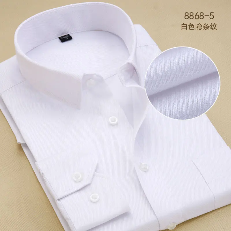 Men\'s Regular Fit Twill Texture Formal Shirt Slim Fit Long Sleeve Spread Collar Dress Shirt Pink Cotton High-quality Chemise 8XL