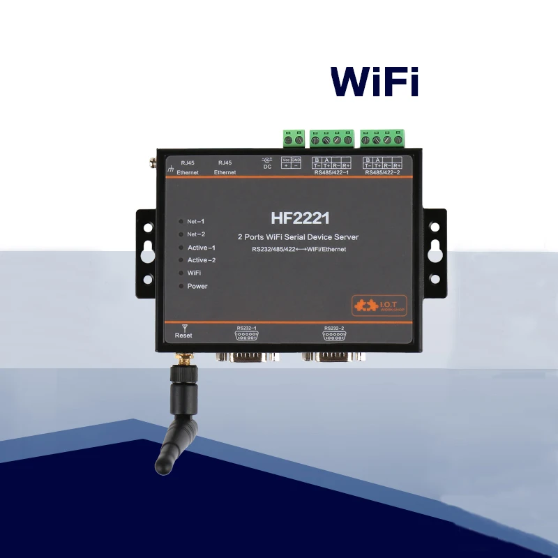 

HF2221 2 Ports Wifi Serial Device Server RS232/RS422/RS485 to Ethernet / Wi-Fi Serial Server automation control