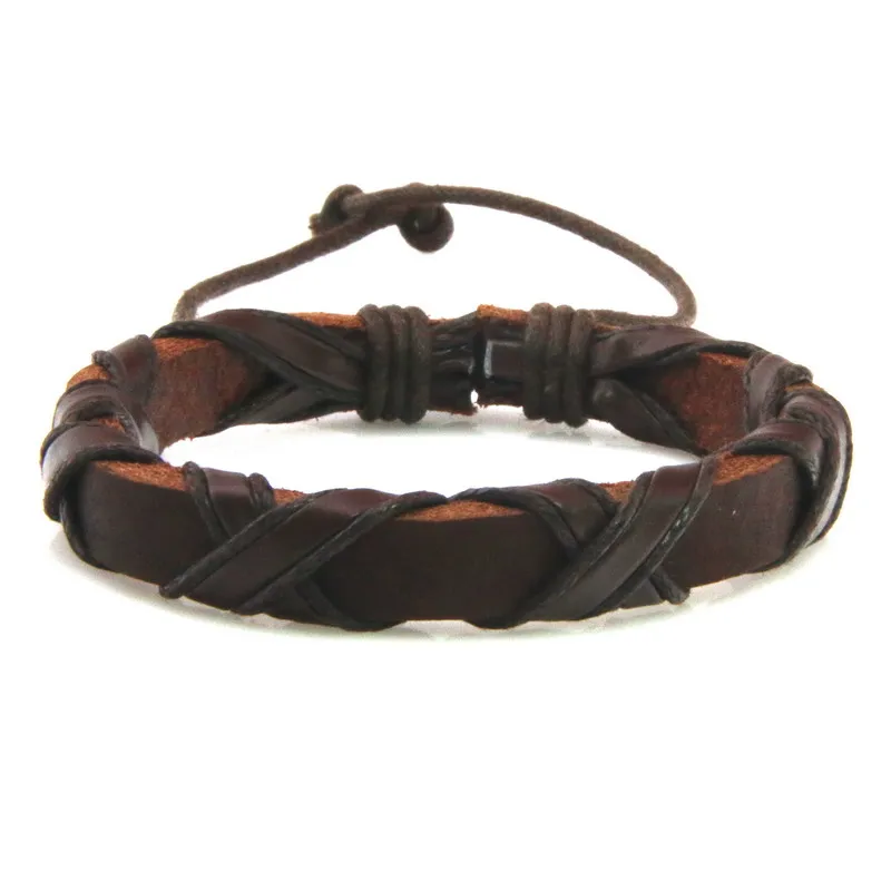 New Style! Men Charm Vintage Black Bracelet,  2018 Latest Popular Leather Bracelet, 18-26CM  Adjustable Bracelet