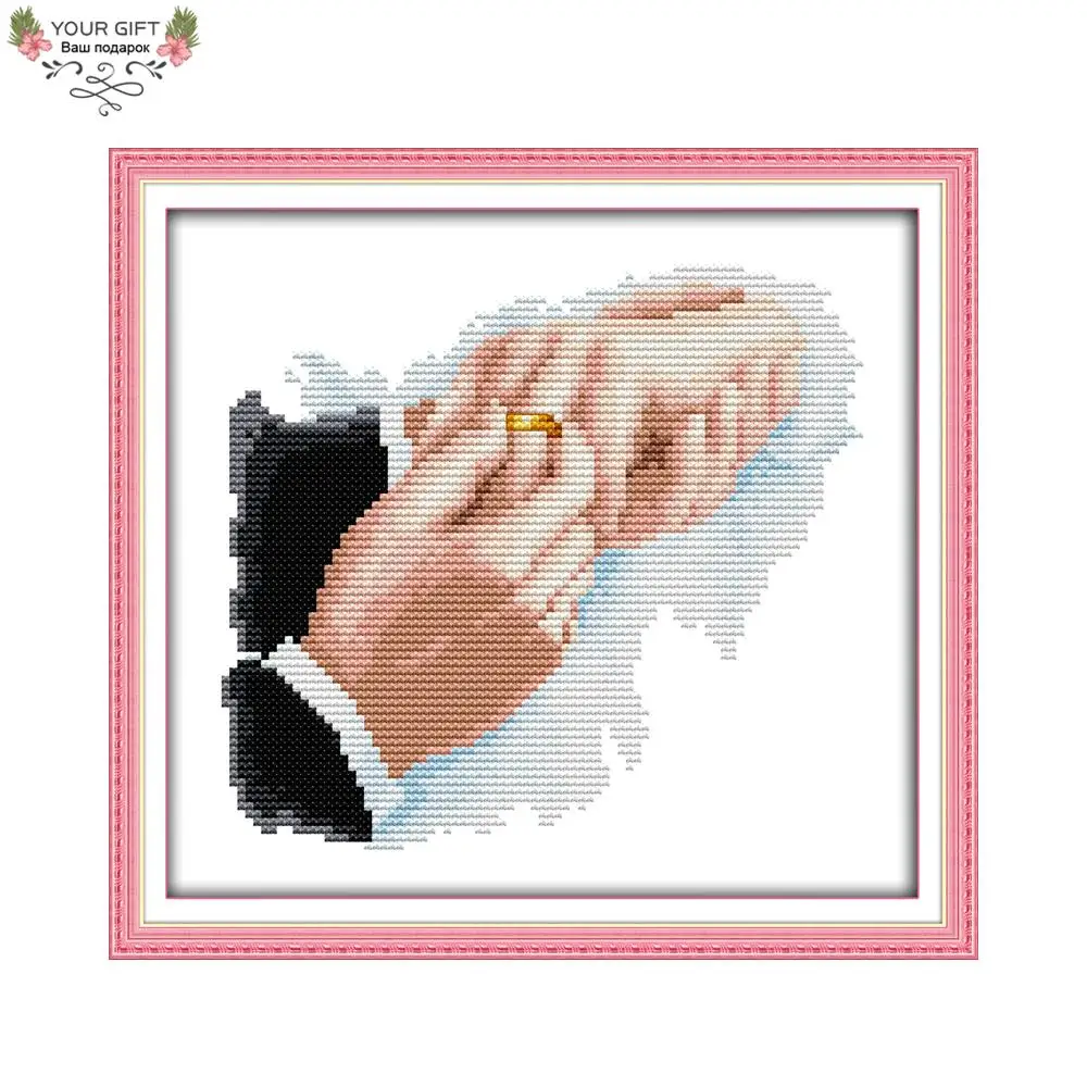 Joy Sunday Romantic Marriage Counted Stamped Home Decoration, Hold Hands, Needlework Embroidery, Cross Stitch, R692, 14CT, 11CT