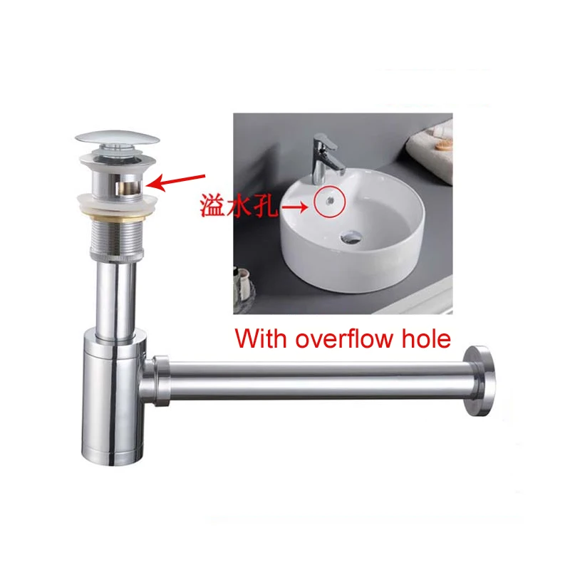 BECOLA Bathroom Pop Up Drain with Overflow Sink Water Drain Bathroom Basin Use Products Accessories Sewer pipe GZ-8509