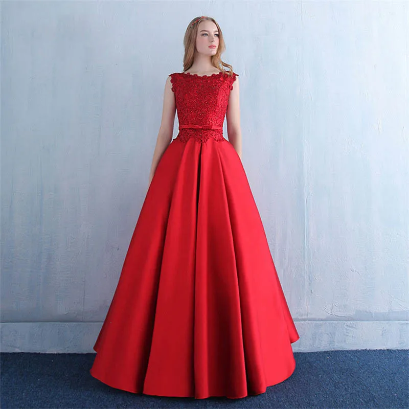 

Beauty Emily Red Evening Dress 2020 Long Beads Lace Up Formal Party Prom Dress Floor-length robe de soiree