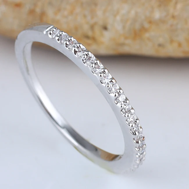 925 Sterling Silver Band Ring for Women Slim Rhodium Plated Wedding Jewelry R151