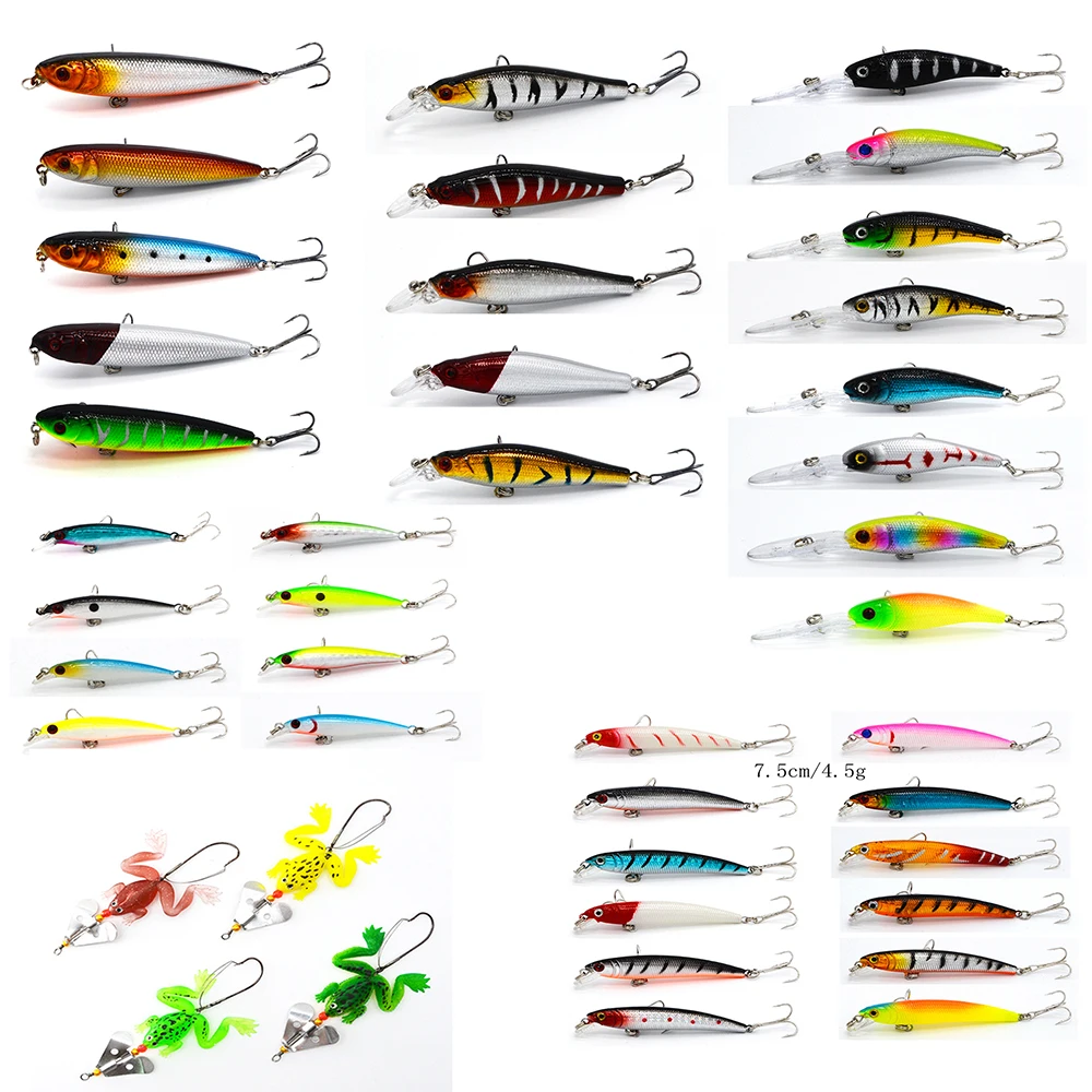 

42 pcs Lifelike Fishing Lure Mixed 6 Models Hard Baits of 42 Colors Carp Fishing Tackle Artificial High Quality Bait