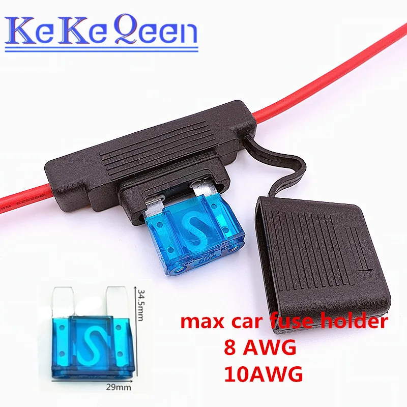 1PCS 8 10 AWG 8AWG 10AWG Wire Maxi Car Fuse Holder Water-resistant Waterproof Automotive With Cover Inline Auto with maxfuse 60A