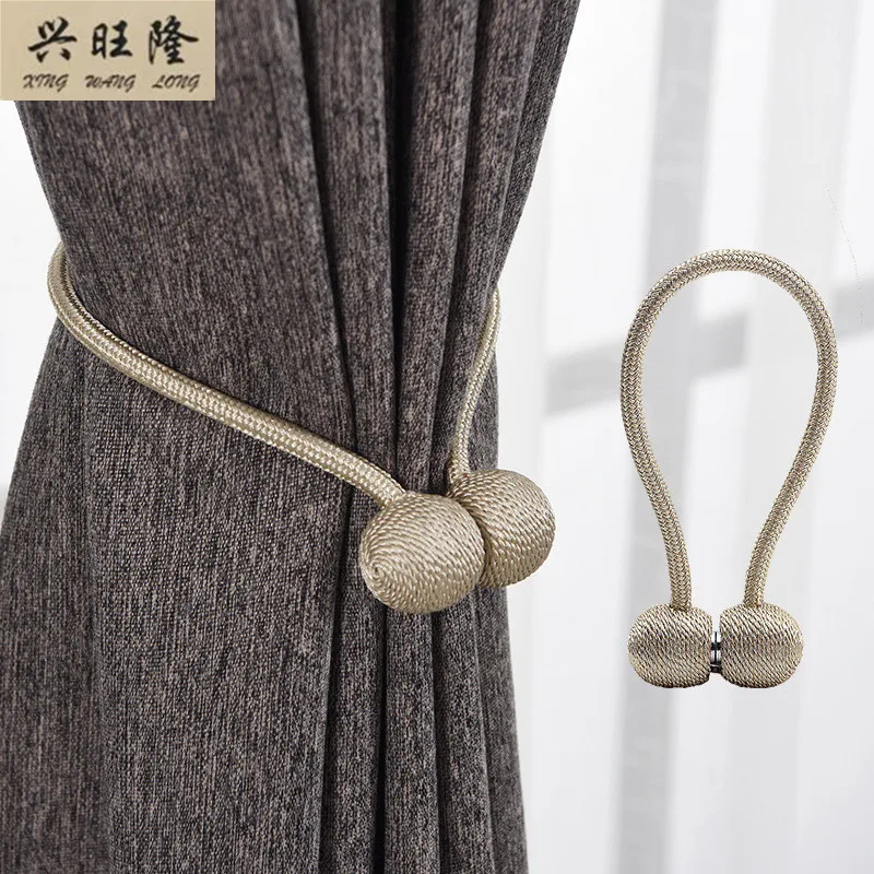 XWL 2Pcs/lot Curtain Tiebacks Hanging Belt Ball With Magnet Buckle Ropes Curtain Accessories Tieback Strap Buckle Home Decor