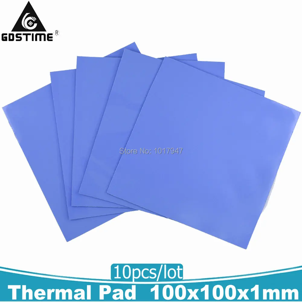 

10Pieces LOT 100x100x1mm GPU CPU IC Heatsink Cooling Thermal Conductive Silicone Pad 1mm