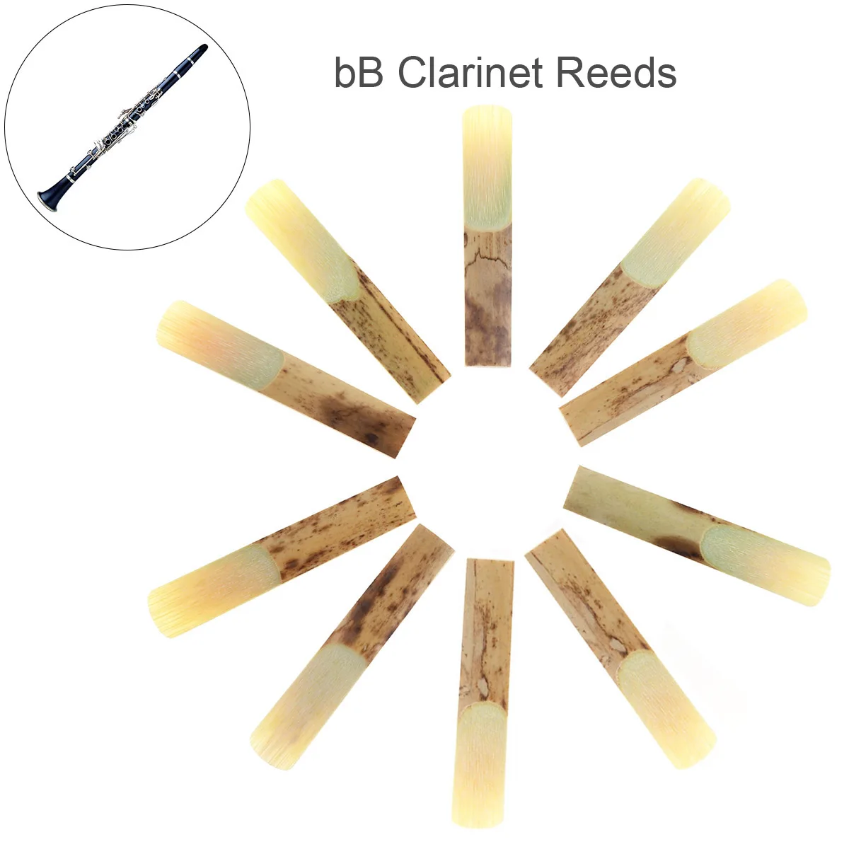 10pcs/lot Professional Bamboo bB Clarinet Reeds Strength 2.5 for Clarinet Mouthpiece Parts Traditional Bamboo Reed