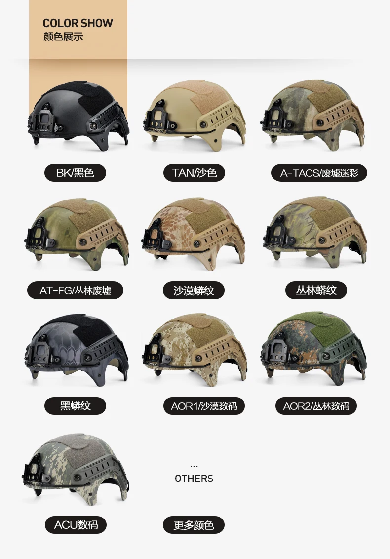 IBH Mobile Version Modular Outdoor Rescue Tactical Helmet Concealed Night Vision Protective Helmet for Army Fun CS Game Hunting