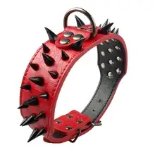 2 Inch Sharp Spiked Leather Dog Collar for Large Dogs #4