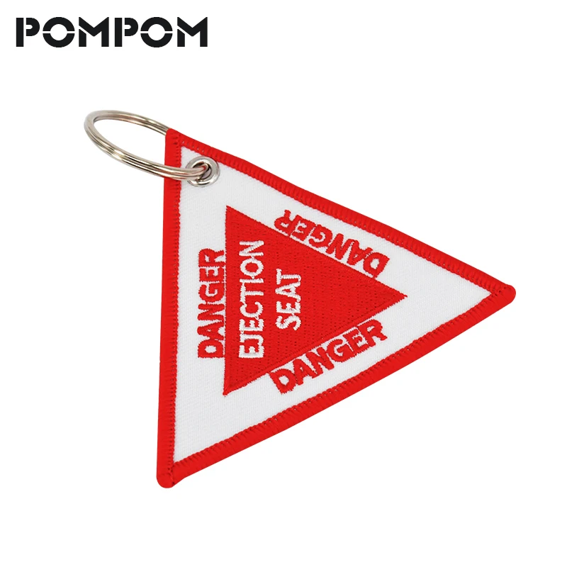 

Triangle Ejection Seat Key Chain Embroidery Key Fobs OEM Keychain for Motorcycles and Cars Bijoux 9CM Key Chains Bijoux Key Tag