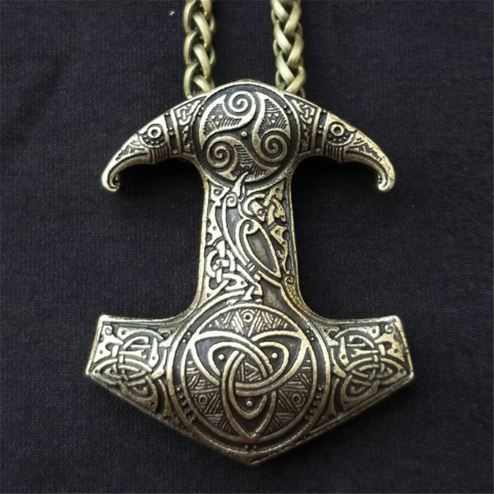 Odins Raven Slavic Kolovrat Viking Rune Pendant Necklace Mens Jewelery Thor Mjolnir Hammer Amulet Charm Rune Knot Necklaces