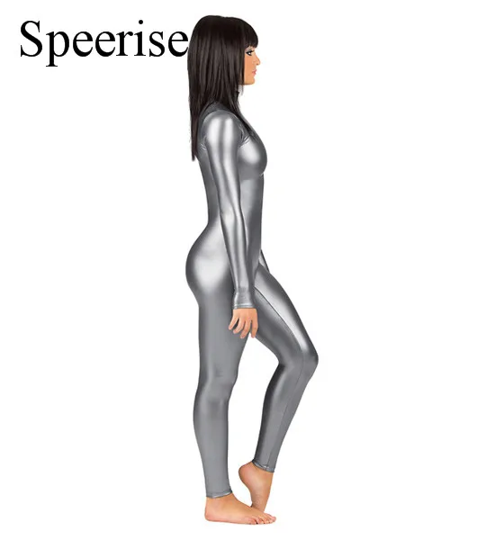 SPEERISE Women Long Sleeve Black Catsuit Bodysuits Full Body Gymnastics Dance Unitard Spandex Dancewear Cosplay Unitard