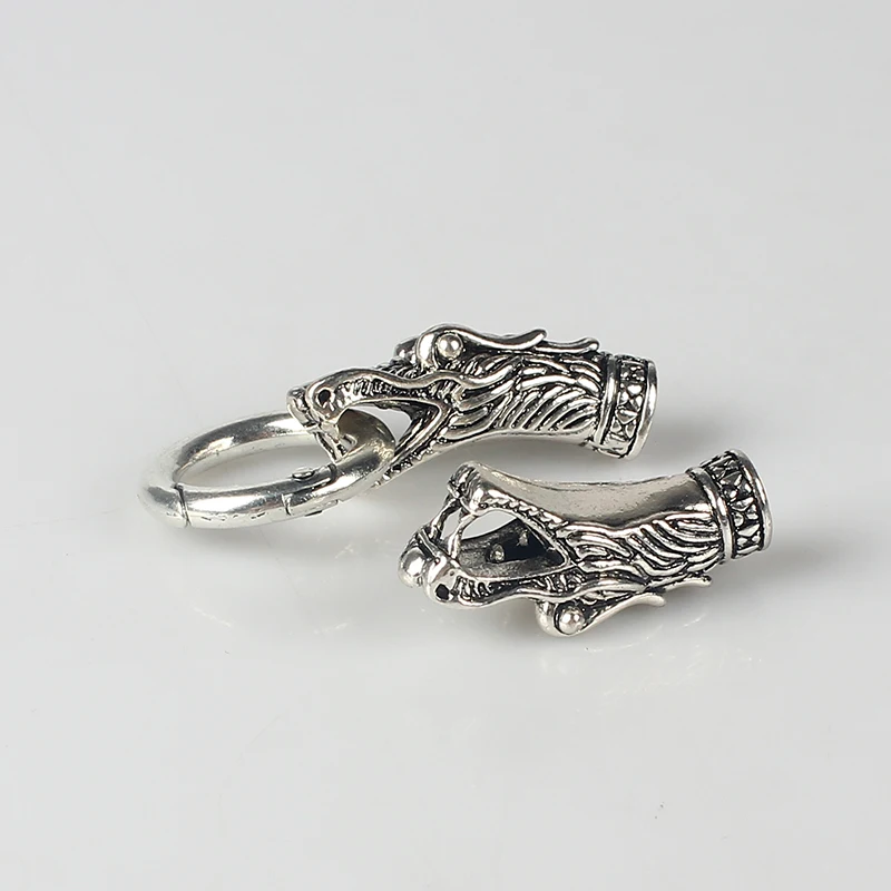 1 Set Skull Dragon Animal Wolf Viking Connector End Cap With Spring Clasp For Round Leather Cord DIY Necklace Jewelry Making