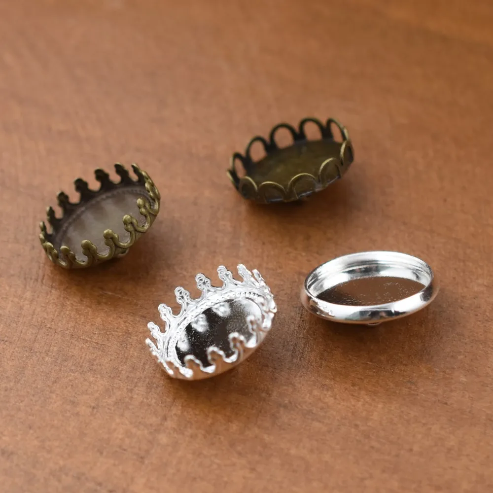 10 sztuk 12mm materiał mosiężny Cameo ustawienie kaboszon przycisk podstawa wisiorek taca elementy biżuterii ręcznie robiony materiał — zdjęcie 3