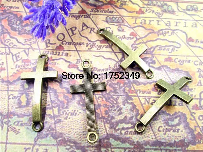 20pcs Cross charms,Antique bronze Sideways Cross Charm Connector Pendant 37x16mm