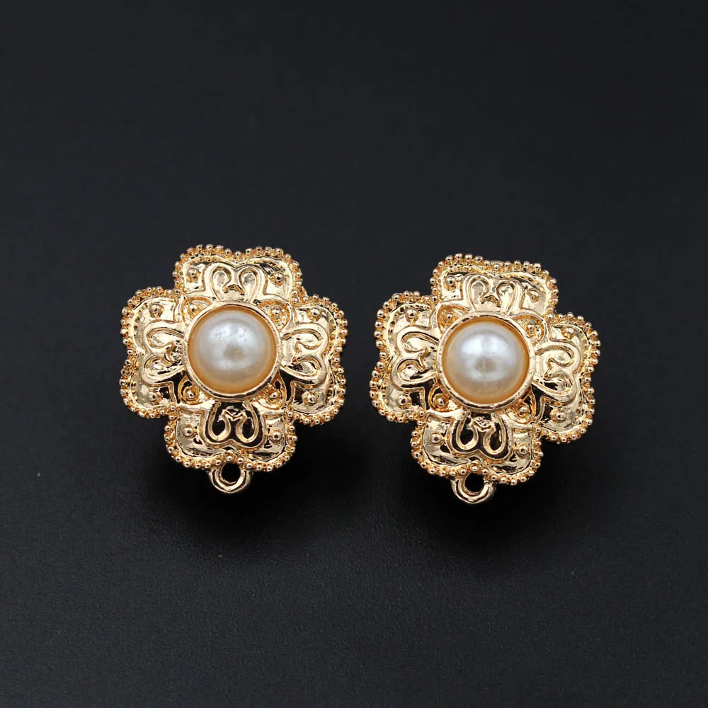 

Stud Clip Earrings Post Flower Base with Loop Hanger Paved Acrylik DIY Findings Accessories Nigerian Wedding Jewelry Making