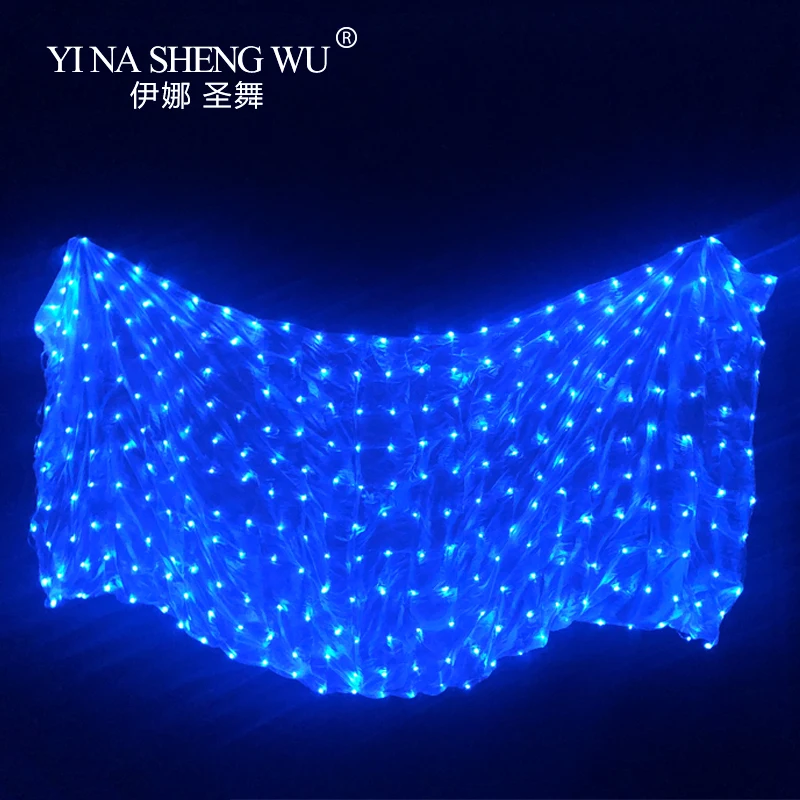 1Pc 100% Silk Belly Dance LED Veil 4 Colors Belly Dance Stage Performance Props Belly Dance Accessories LED Silk Veils 5 Sizes