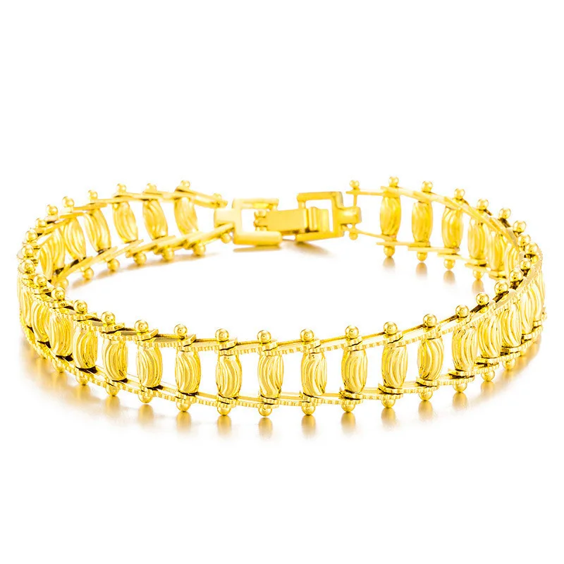OMHXFC Wholesale European Fashion Man Male Party Birthday Wedding Gift Vintage Fish Bone 18KT Gold Bracelets BE172