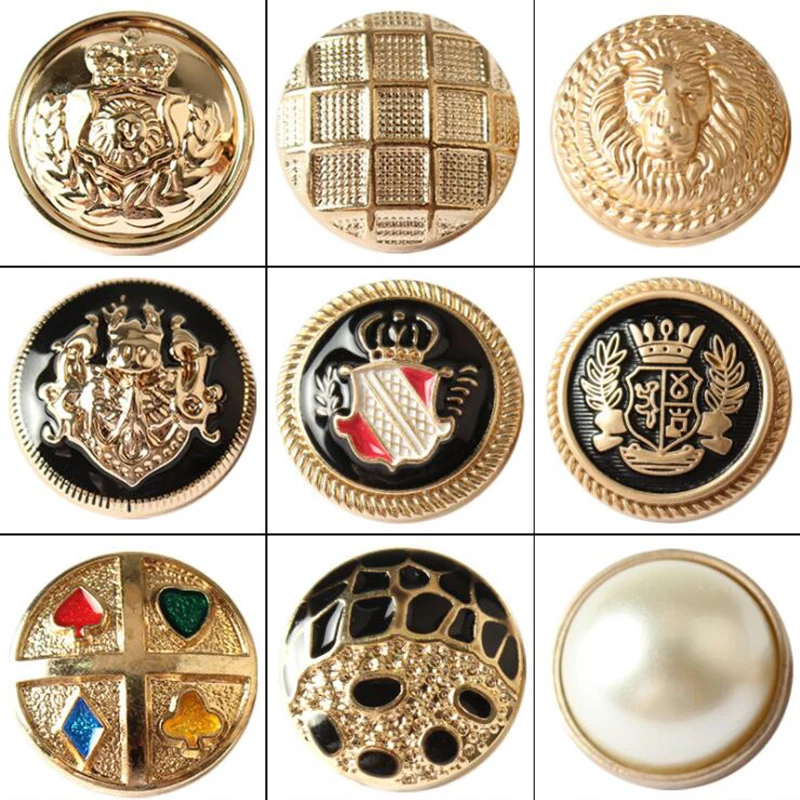 Fashion Metal Buttons Vintage Gold Decorative Button For Coat Jacket DIY Buttons For Sewing Garment Accessories 100 pcs/lot