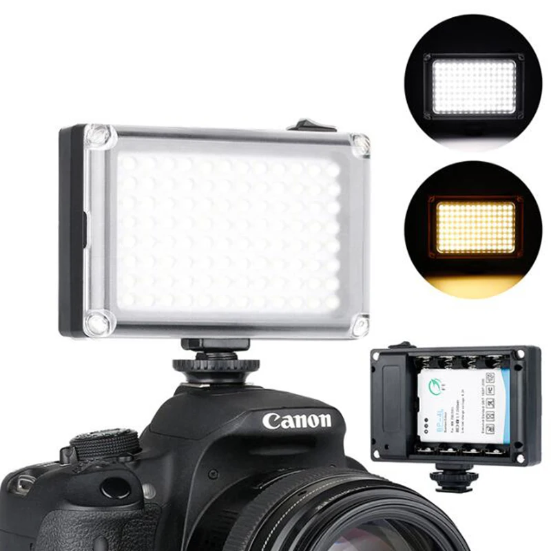 96 LED Phone Video Light Photo Lighting on Camera Hot Shoe LED Lamp for iPhoneX 8 Camcorder Canon/Nikon DSLR Live Stream