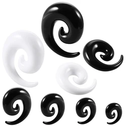 PAIR Acrylic Black&White Spiral Ear Taper Gauges Stretching Ear Plug Tunnel Ear Expander Piercing For Unisex Jewelry 1.6mm-20mm