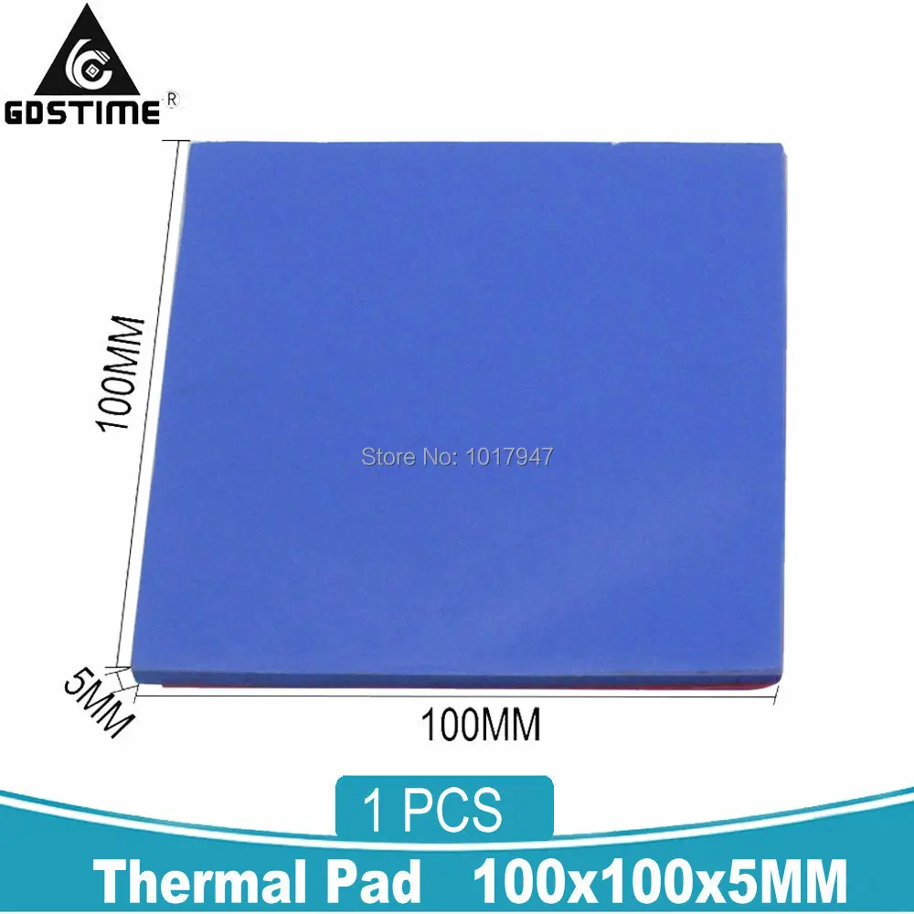 Gdstime 5mm Heatsink Cooling GPU CPU Thermal Conductive Silicone Pad Pads 100x100x5MM