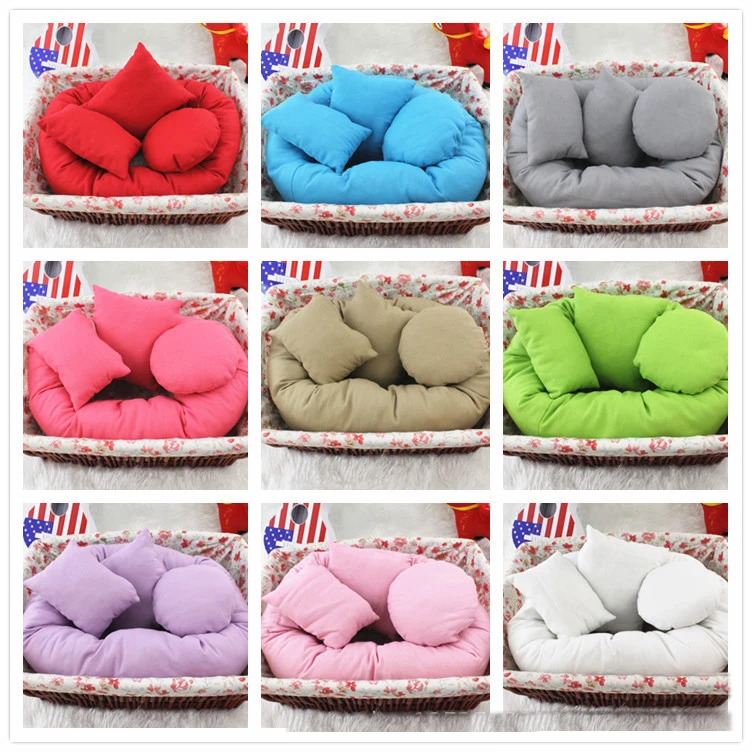 Newborn Photography Basket Filler Wheat Donut,Newborn Posing Props Pillow infant accessoire photographie 1 Big +3 Small Blanket