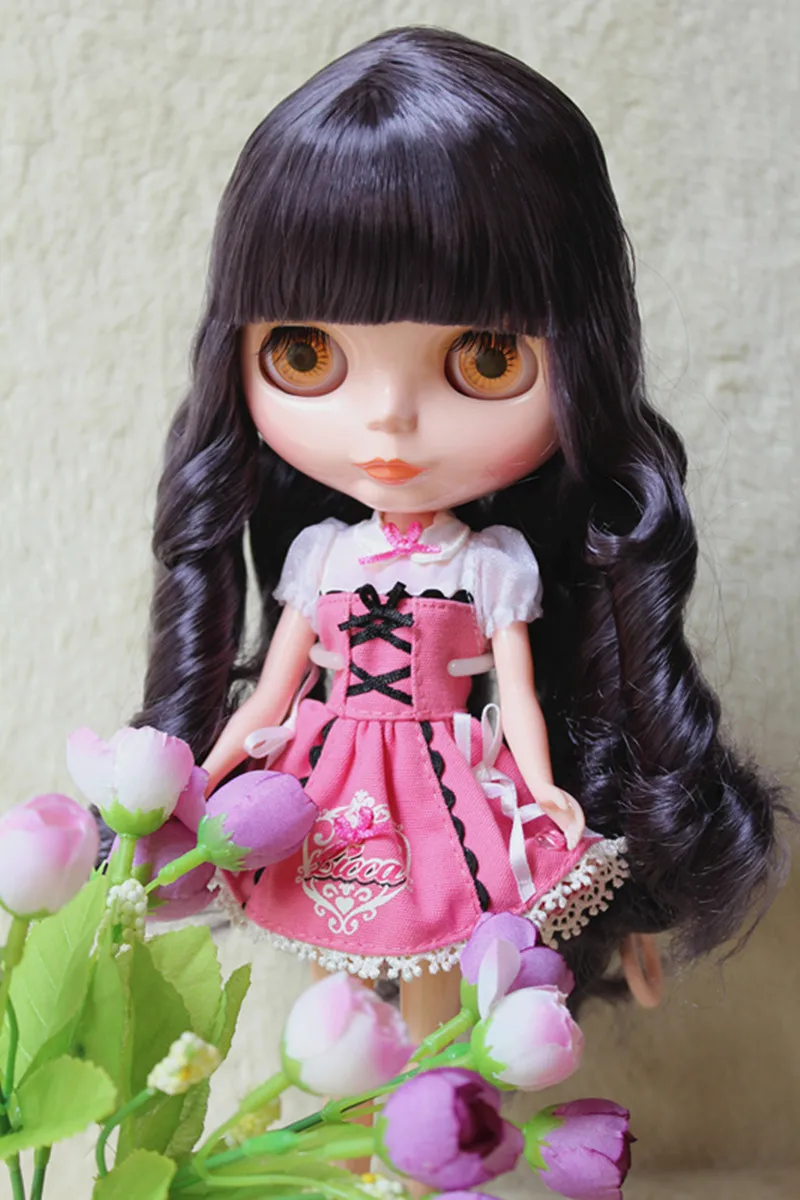 

Blygirl неглубокая фиолетовая тканевая кукла с кровавыми волосами, кукла Blyth 3844BL082, Обнаженная кукла, обычное тело, 7 суставов для самостоятельной смены макияжа