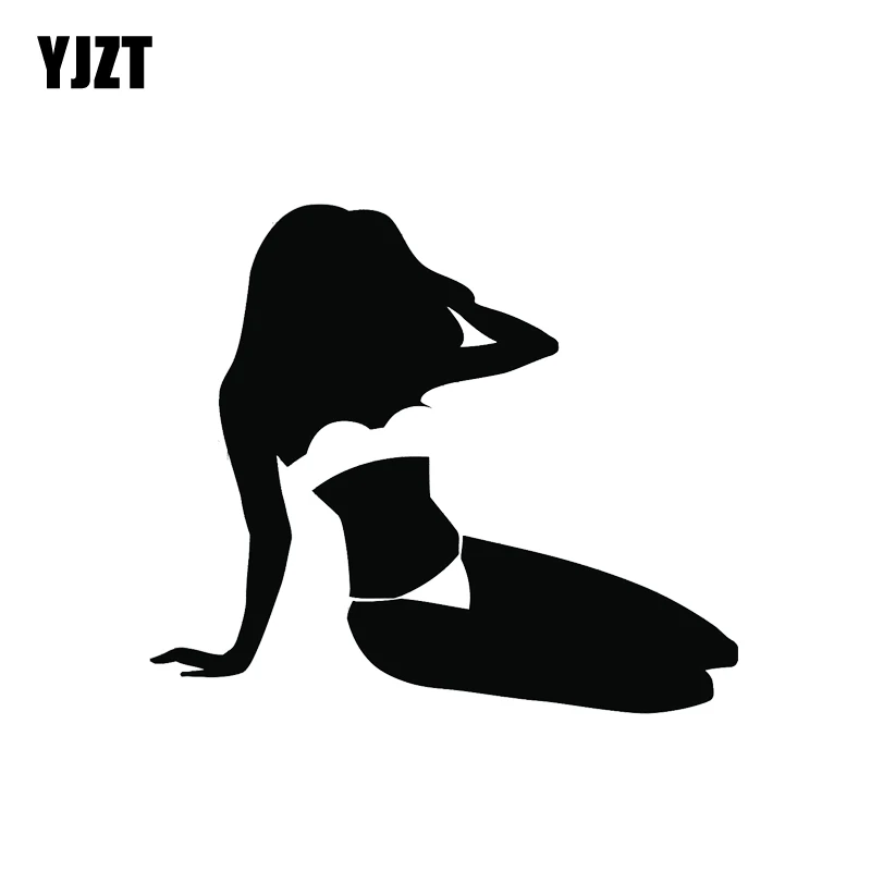 YJZT 13.4*11.6CM Graceful Beautiful Sexy Girl Black/Silver Advanced Design Covering The Body Vinyl Decals Car Sticker C20-0265