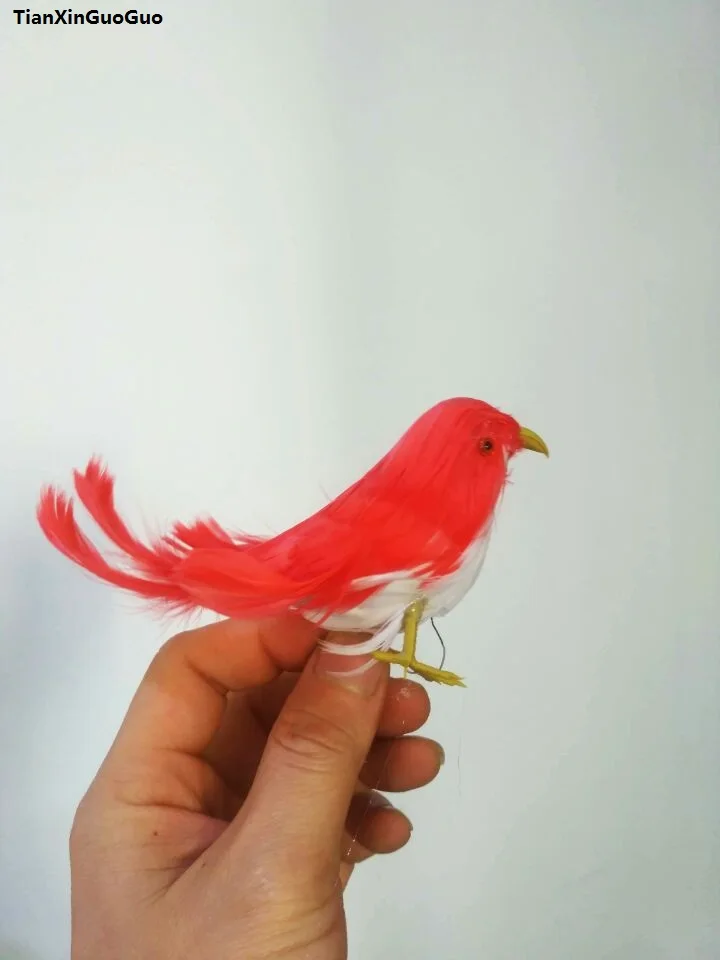 

simulation bird hard model about 13cm polyethylene&feathers red bird,home garden decoration s1249
